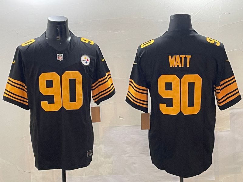 Men Pittsburgh Steelers #90 Watt Black 2024 Nike Limited NFL Jersey style 0108